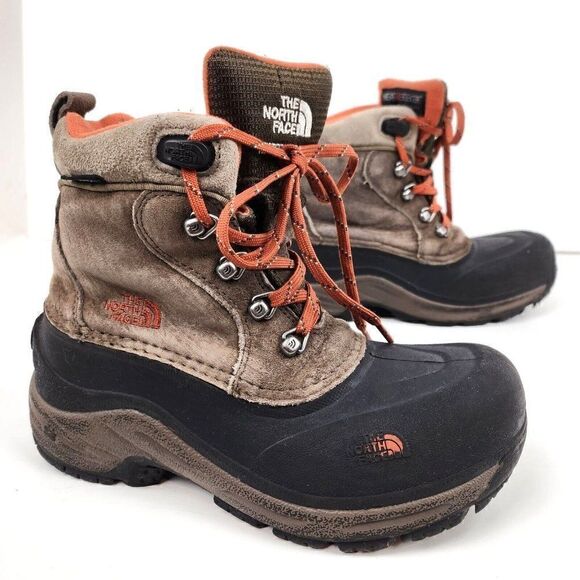 The North Face Chilkat Lace Boy's Size 3 Shoes Brown Insulated Waterproof Boots - Picture 1 of 7